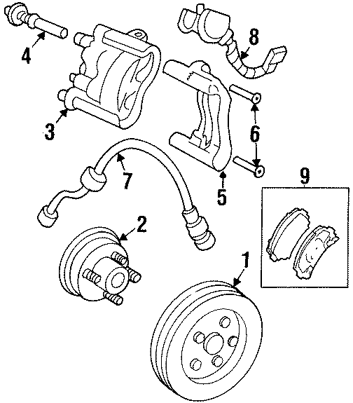 Diagram FRONT SUSPENSION. BRAKE COMPONENTS. for your 2002 GMC Sierra 2500 HD 6.0L Vortec V8 A/T RWD SL Standard Cab Pickup Fleetside 