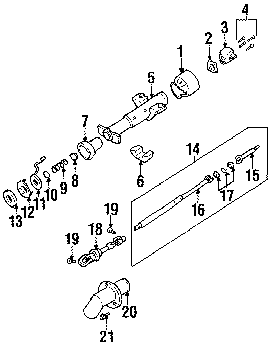 STEERING COLUMN. HOUSING & COMPONENTS. SHAFT & INTERNAL COMPONENTS.