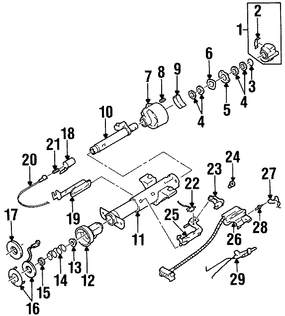 Diagram STEERING COLUMN. HOUSING & COMPONENTS. for your 2005 Chevrolet Astro Base Extended Cargo Van 4.3L Vortec V6 A/T AWD 