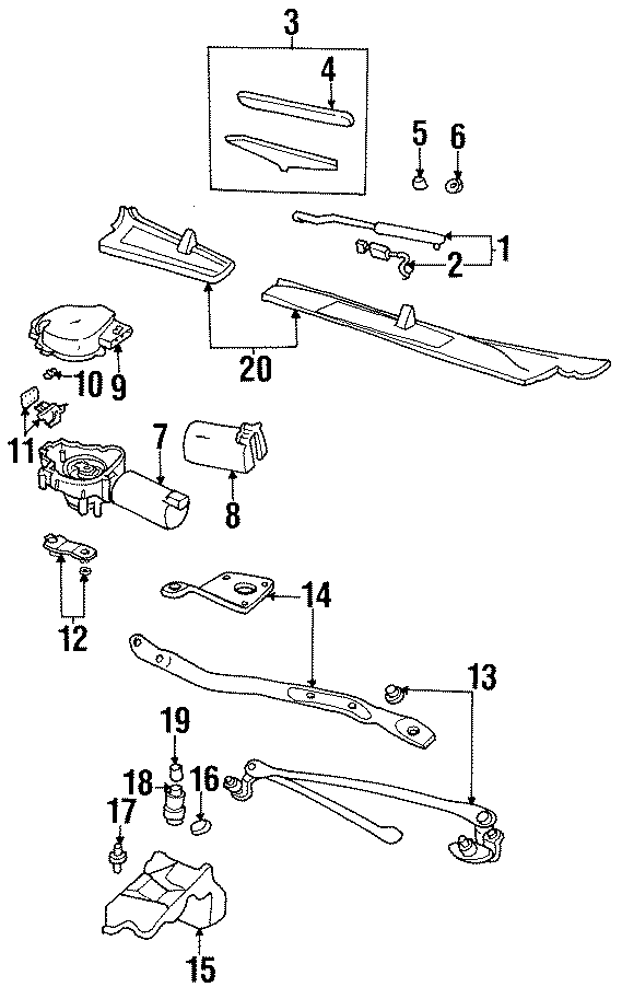 Diagram WINDSHIELD. WIPER & WASHER COMPONENTS. for your 2015 Chevrolet Tahoe    