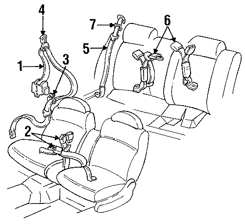 Diagram RESTRAINT SYSTEMS. FRONT SEAT BELTS. for your 1998 Chevrolet Monte Carlo   