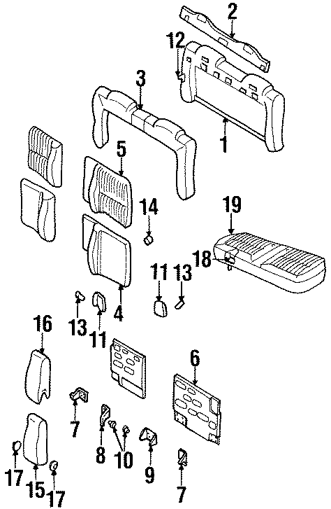 Diagram SEATS & TRACKS. REAR SEAT COMPONENTS. for your Chevrolet Monte Carlo  