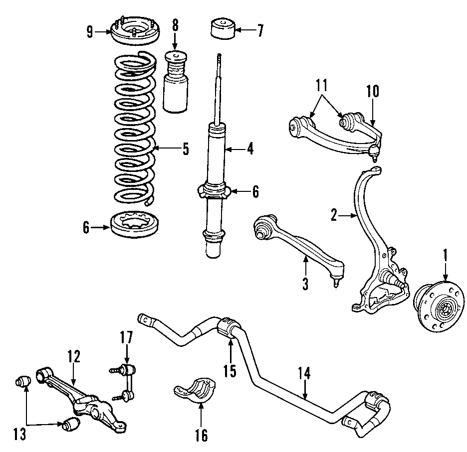 Diagram FRONT SUSPENSION. LOWER CONTROL ARM. STABILIZER BAR. SUSPENSION COMPONENTS. UPPER CONTROL ARM. for your Chrysler