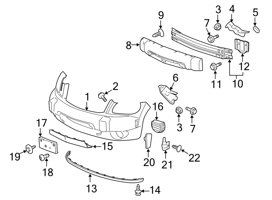 Diagram Front bumper. Bumper & components. for your 2005 Chevrolet Malibu   