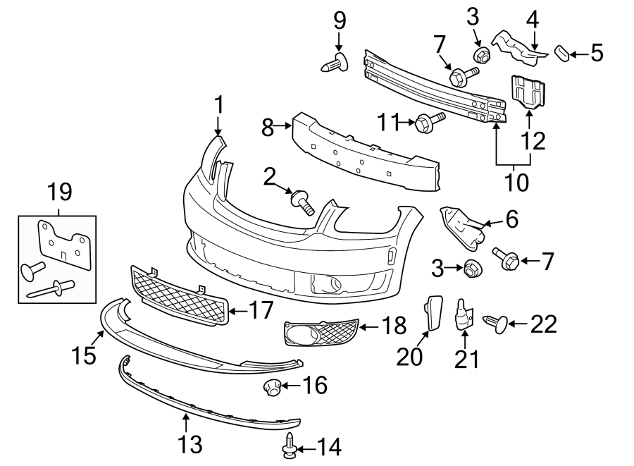 Diagram FRONT BUMPER. BUMPER & COMPONENTS. for your 2019 Chevrolet Equinox 1.6L DIESEL A/T FWD Premier Sport Utility 