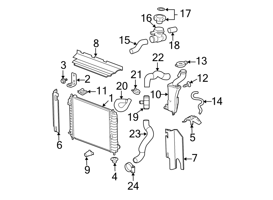 Diagram RADIATOR & COMPONENTS. for your 2021 Chevrolet Bolt EV   