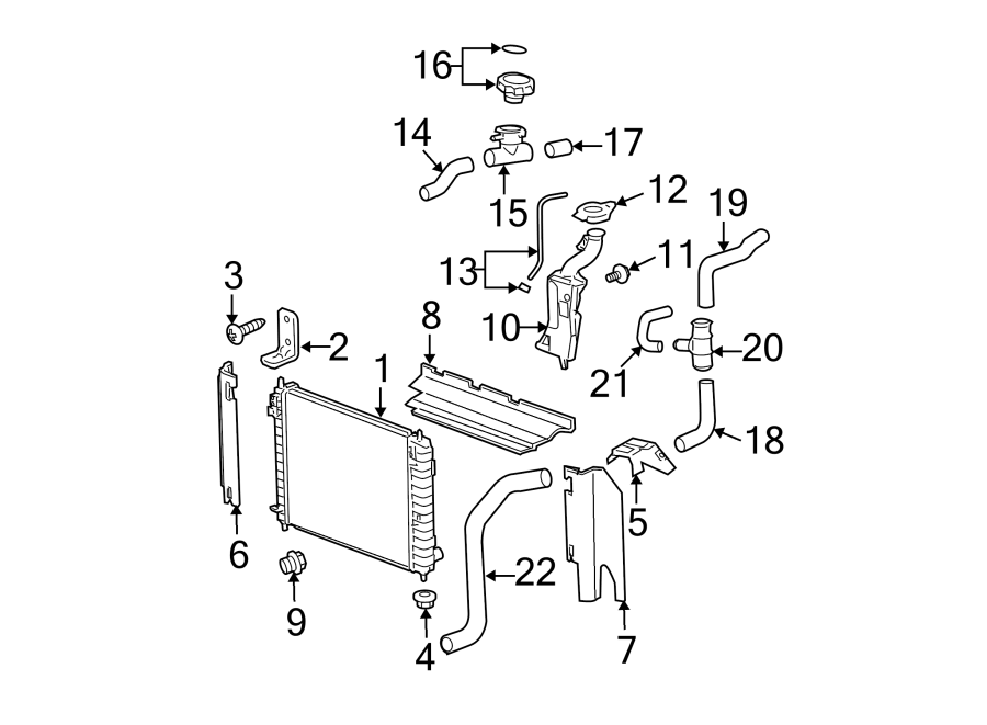 Diagram RADIATOR & COMPONENTS. for your 2021 Chevrolet Bolt EV   