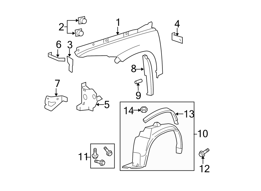 Diagram FENDER & COMPONENTS. for your 2024 Chevrolet Blazer   