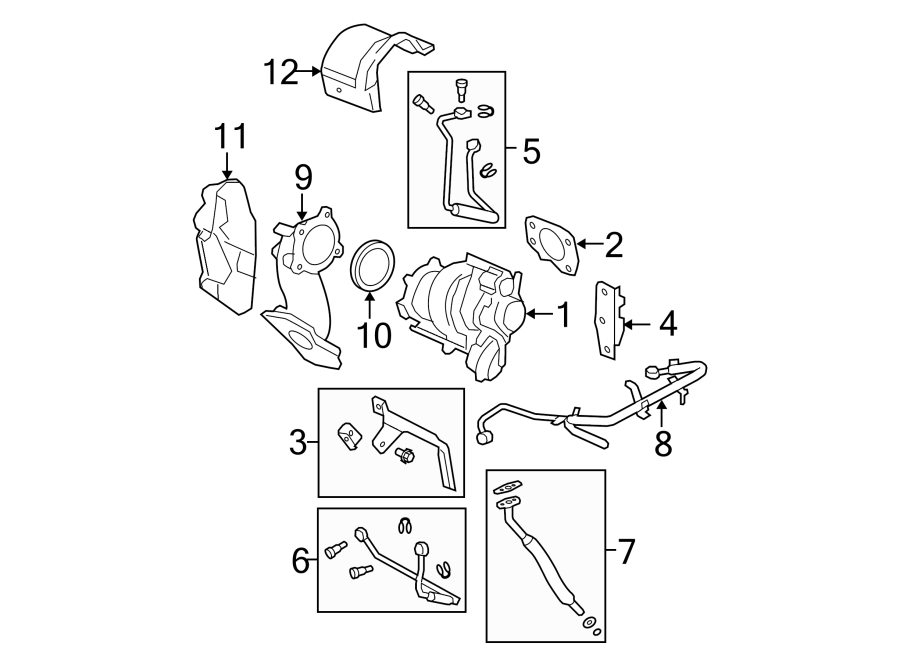 Diagram ENGINE / TRANSAXLE. TURBOCHARGER & COMPONENTS. for your 2023 Chevrolet Camaro 6.2L V8 A/T ZL1 Convertible 