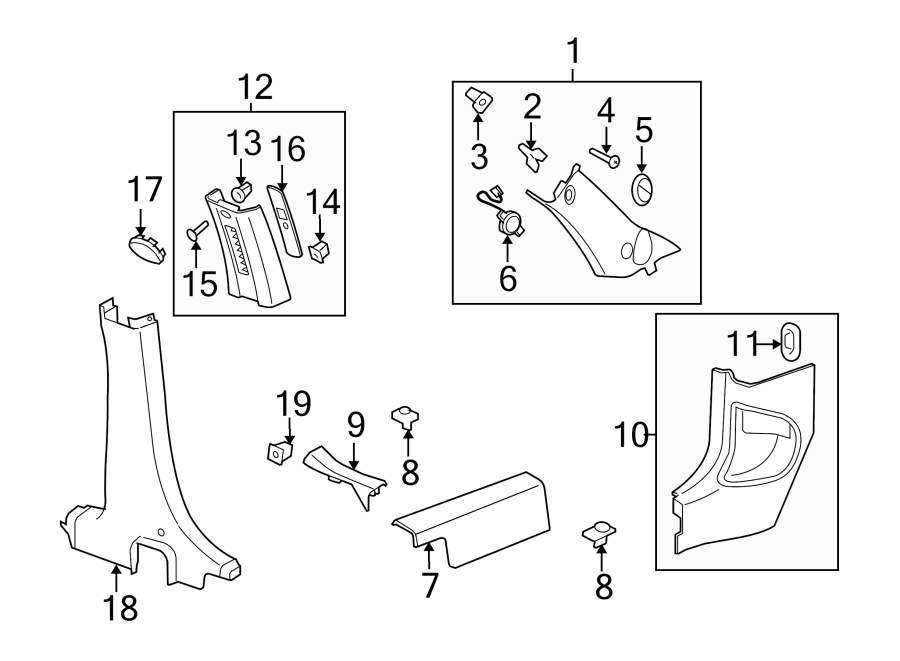 Diagram PILLARS. ROCKER & FLOOR. INTERIOR TRIM. for your 2007 Chevrolet Aveo5   