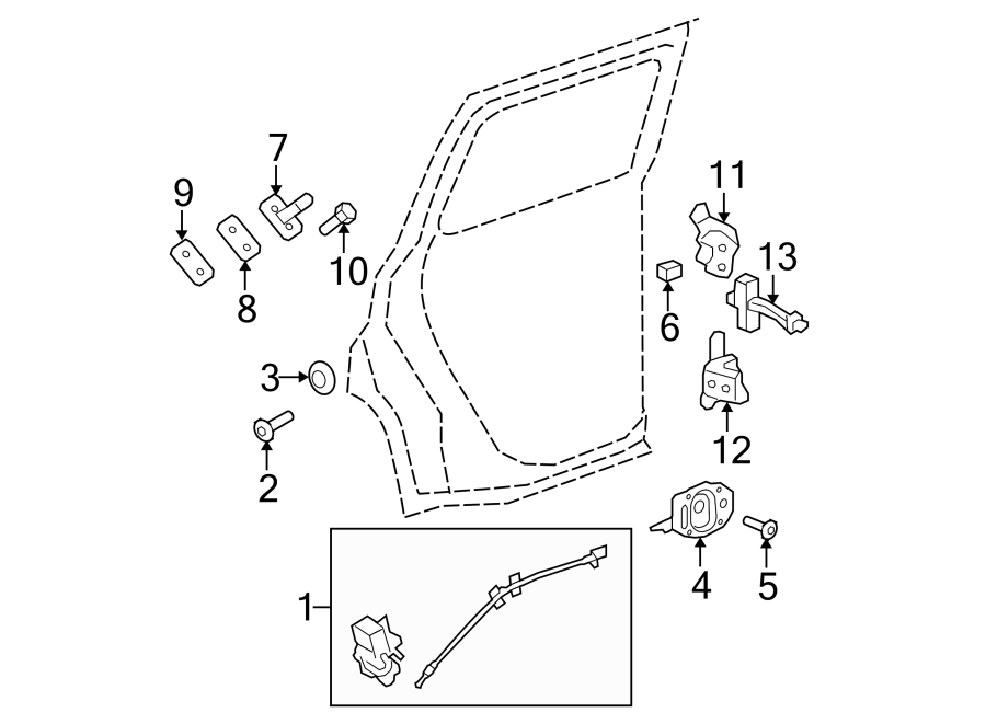 Diagram REAR DOOR. LOCK & HARDWARE. for your 2019 GMC Sierra 1500 Limited   