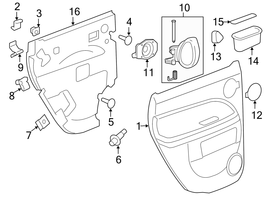 Diagram Rear door. Interior trim. for your 2021 GMC Sierra 2500 HD 6.6L Duramax V8 DIESEL A/T 4WD Base Extended Cab Pickup Fleetside 