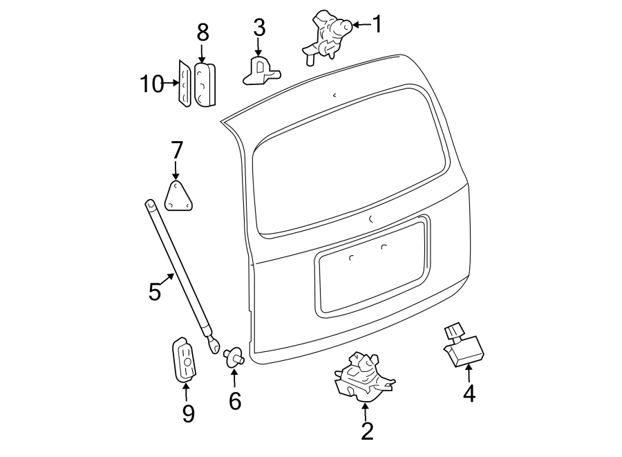 Diagram LIFT GATE. LOCK & HARDWARE. for your 2020 Chevrolet Spark 1.4L Ecotec CVT LS Hatchback 