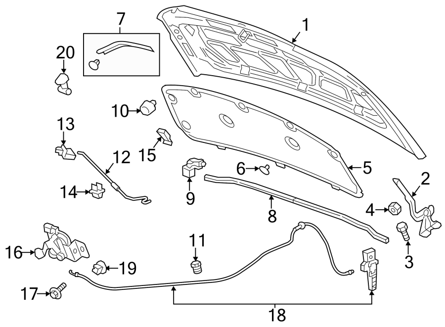 Diagram HOOD & COMPONENTS. for your 2007 GMC Sierra 1500 Classic SL Extended Cab Pickup  