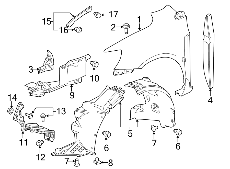 Diagram Seats & tracks. Fender & components. for your 2021 GMC Sierra 2500 HD 6.6L V8 A/T 4WD Base Extended Cab Pickup 