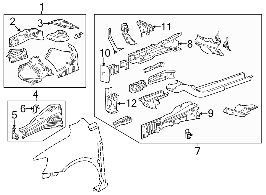 Diagram FENDER. STRUCTURAL COMPONENTS & RAILS. for your 2015 GMC Sierra 2500 HD 6.6L Duramax V8 DIESEL A/T 4WD SLE Standard Cab Pickup Fleetside 