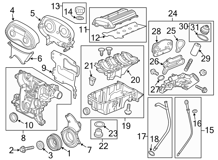 Diagram ENGINE / TRANSAXLE. ENGINE PARTS. for your 2018 Cadillac ATS   