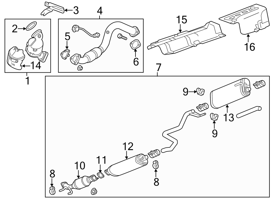 Diagram Exhaust system. Exhaust components. for your 2024 Chevrolet Equinox  LT Sport Utility 