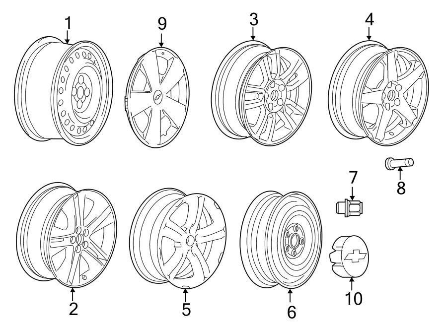 Diagram WHEELS. COVERS & TRIM. for your 2003 Chevrolet Trailblazer   