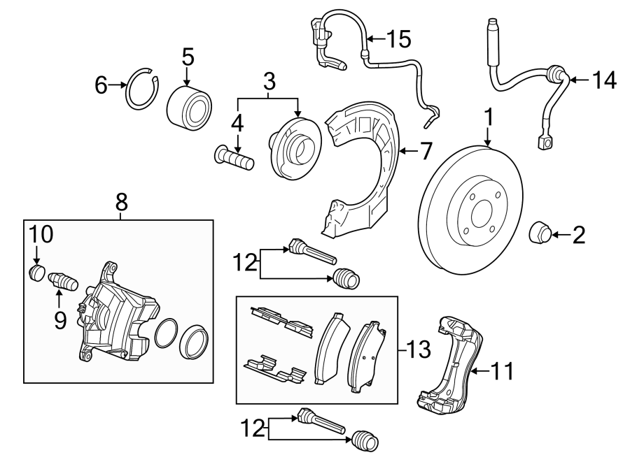 Diagram FRONT SUSPENSION. BRAKE COMPONENTS. for your 2013 GMC Terrain SLE Sport Utility 3.6L V6 FLEX A/T AWD 