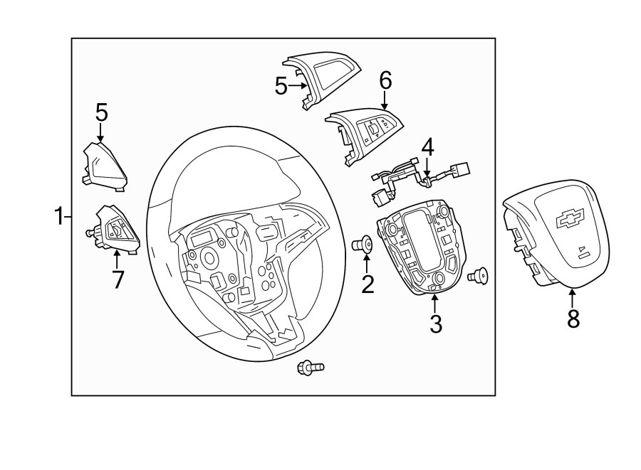 Diagram STEERING WHEEL & TRIM. for your 2014 Chevrolet Silverado   