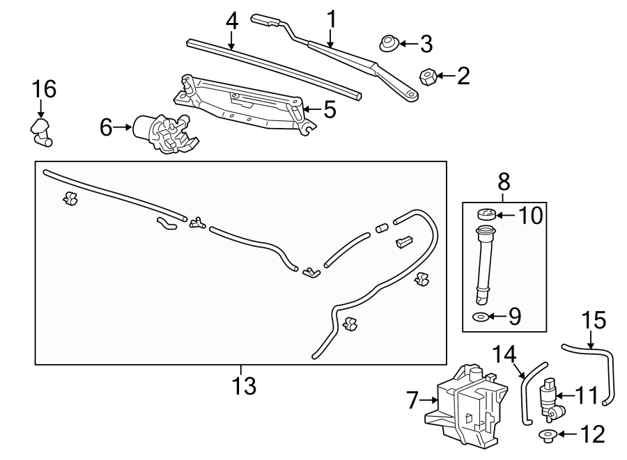 WINDSHIELD. WIPER & WASHER COMPONENTS. Diagram