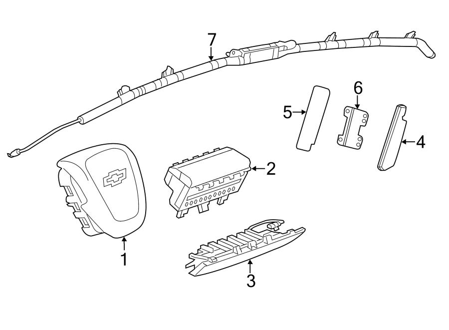 Diagram RESTRAINT SYSTEMS. AIR BAG COMPONENTS. for your 2021 Chevrolet Silverado   