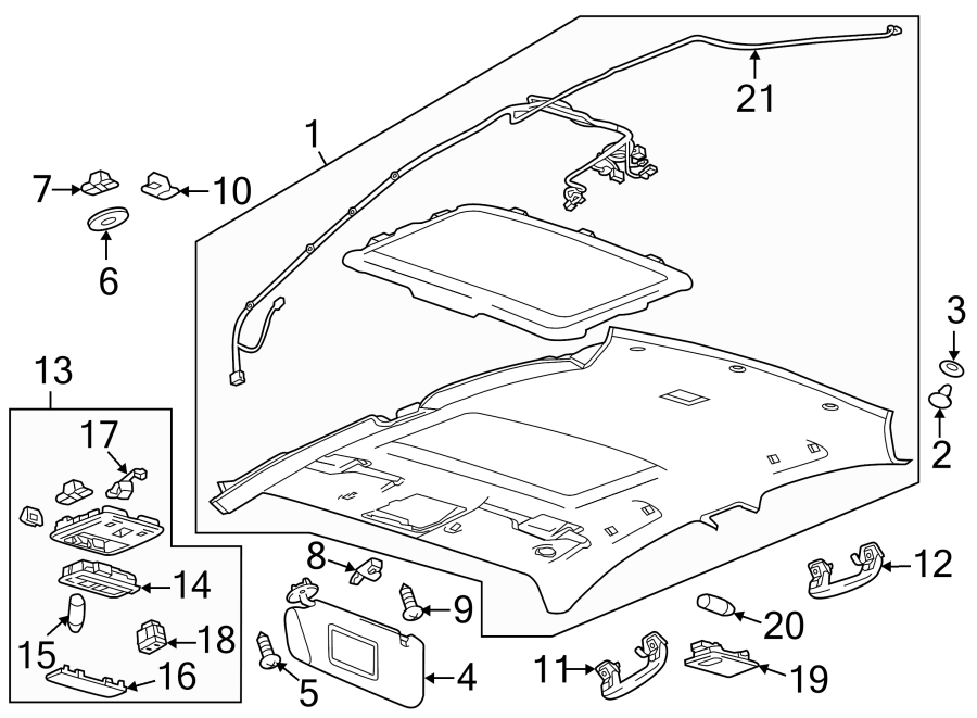 Diagram INTERIOR TRIM. for your 2016 Buick Enclave    