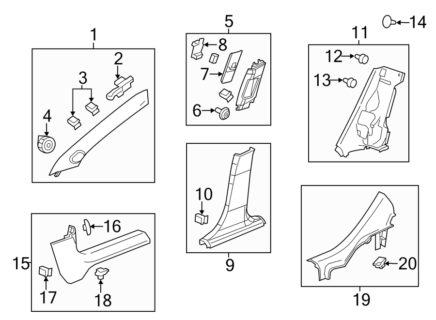 Diagram PILLARS. ROCKER & FLOOR. INTERIOR TRIM. for your Buick