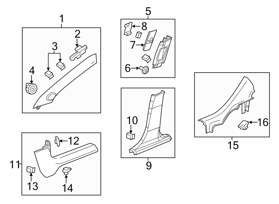 Diagram Pillars. Rocker & floor. Windshield. Interior trim. for your 2025 Chevrolet Corvette Z06 Convertible  