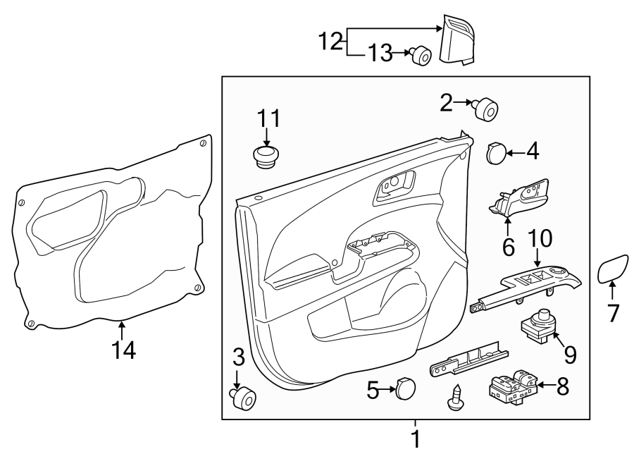 Diagram FRONT DOOR. INTERIOR TRIM. for your Chevrolet