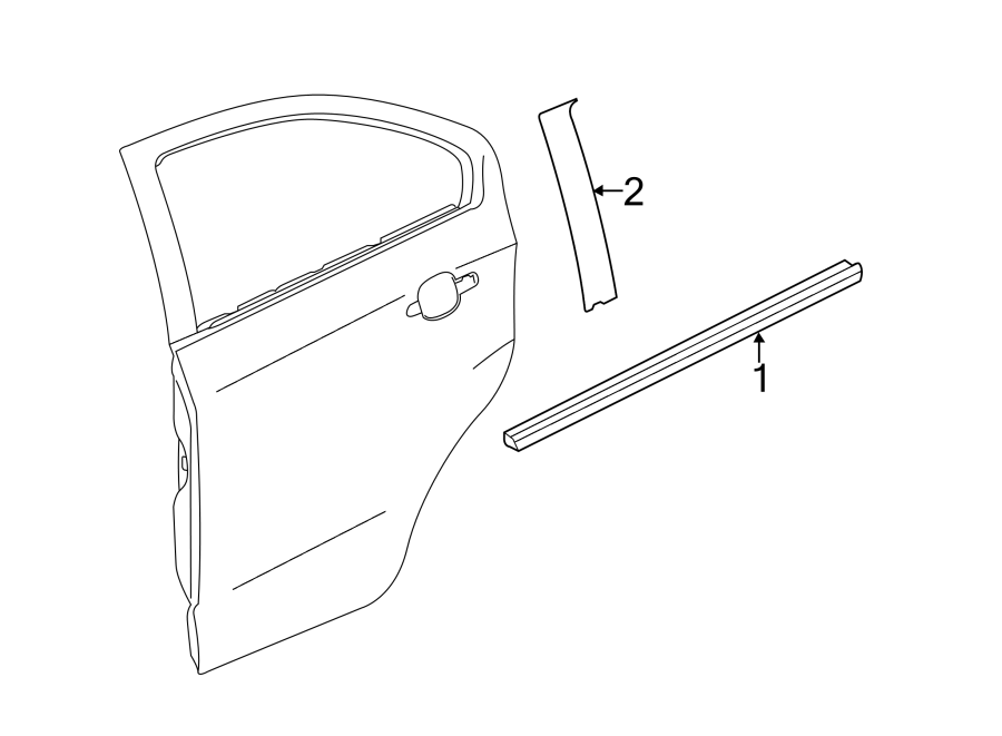 Diagram REAR DOOR. EXTERIOR TRIM. for your 2022 Chevrolet Spark 1.4L Ecotec M/T ACTIV Hatchback 