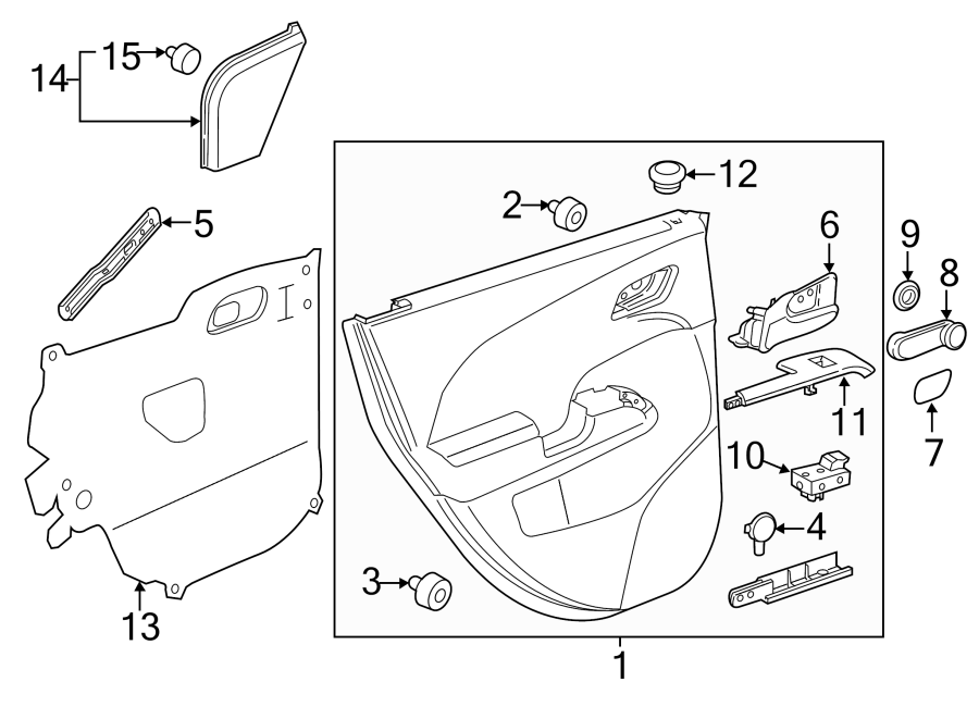 Diagram REAR DOOR. INTERIOR TRIM. for your 2024 Cadillac XT4   