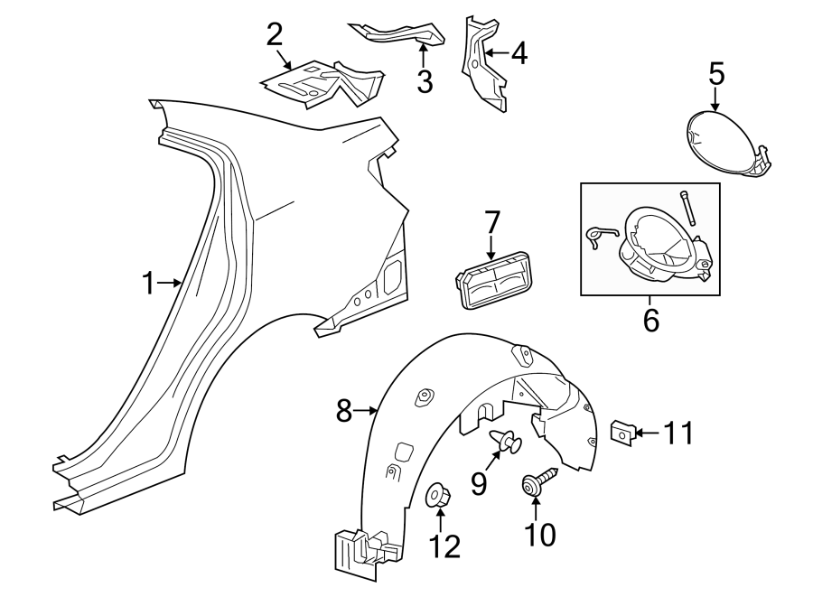 Diagram Quarter panel & components. for your Cadillac