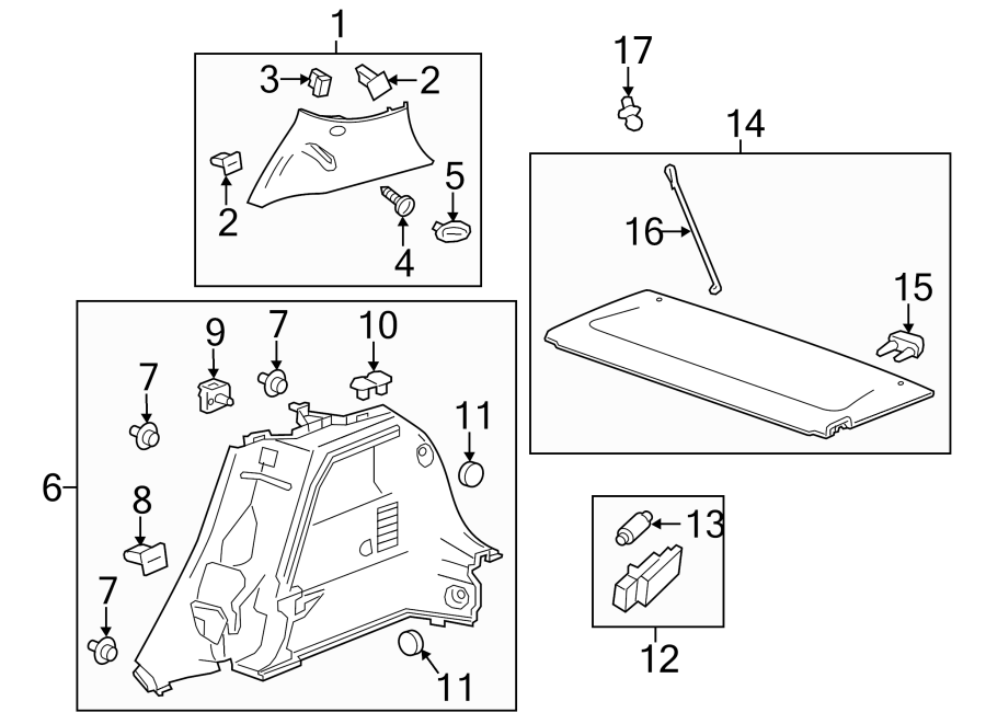 Diagram Quarter panel. Restraint systems. Interior trim. for your 2016 Chevrolet Silverado 3500 HD WT Extended Cab Pickup  