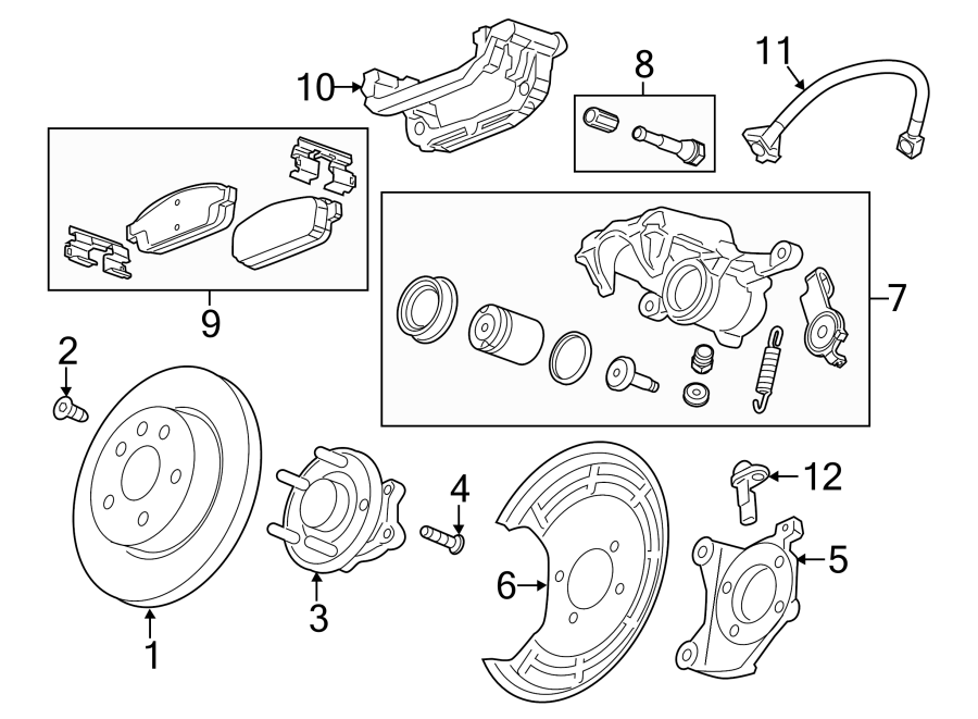 Diagram REAR SUSPENSION. BRAKE COMPONENTS. for your 2017 GMC Sierra 2500 HD 6.6L Duramax V8 DIESEL A/T 4WD SLE Standard Cab Pickup Fleetside 