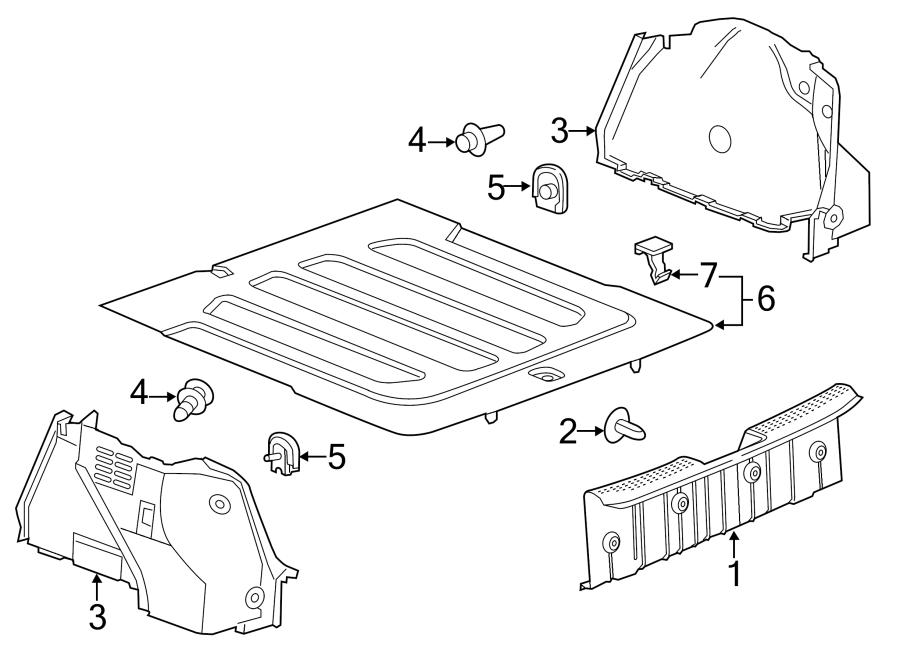 Diagram REAR BODY & FLOOR. INTERIOR TRIM. for your 2002 GMC Sierra 3500 6.0L Vortec V8 A/T RWD SLE Standard Cab Pickup 