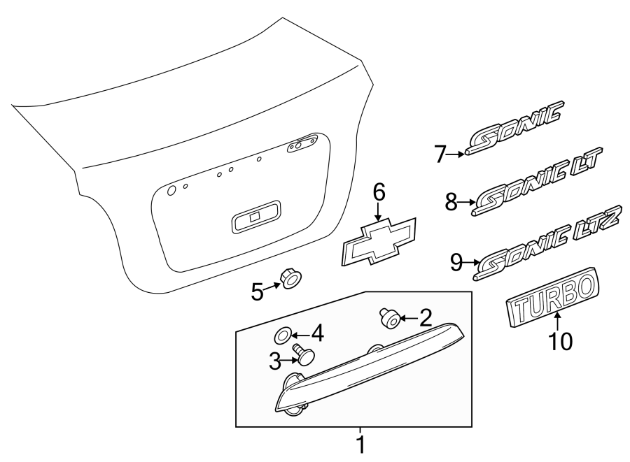 Diagram TRUNK LID. EXTERIOR TRIM. for your 2013 Chevrolet Camaro   