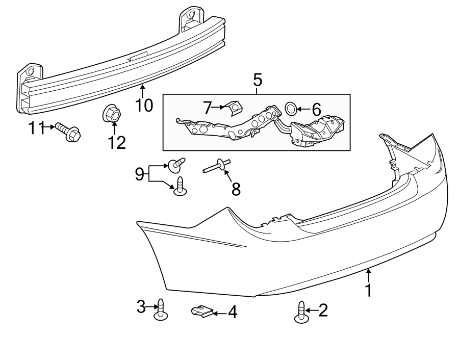 Diagram REAR BUMPER. BUMPER & COMPONENTS. for your 2021 Chevrolet Spark 1.4L Ecotec M/T LT Hatchback 