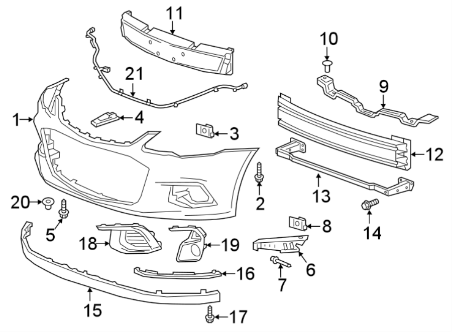 Diagram FRONT BUMPER & GRILLE. BUMPER & COMPONENTS. for your 2006 GMC Sierra 3500  WT Crew Cab Pickup Fleetside 