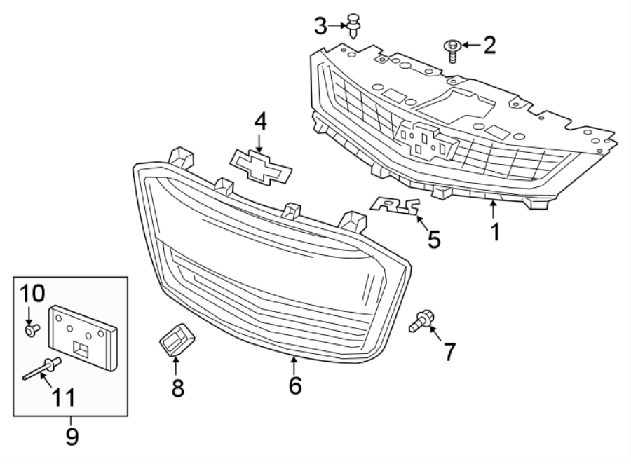 1FRONT BUMPER & GRILLE. GRILLE & COMPONENTS.https://images.simplepart.com/images/parts/motor/fullsize/CJ12800.png