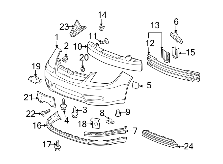 Diagram Front bumper. Bumper & components. for your 2005 Chevrolet Astro   