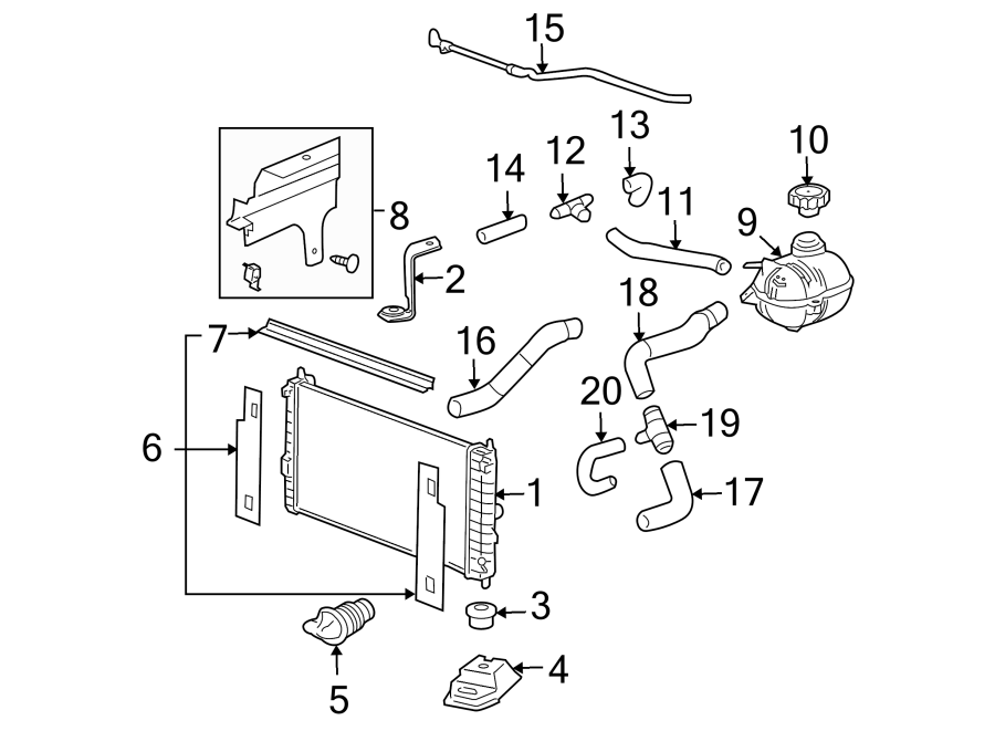 Diagram RADIATOR & COMPONENTS. for your 2013 Buick Enclave    