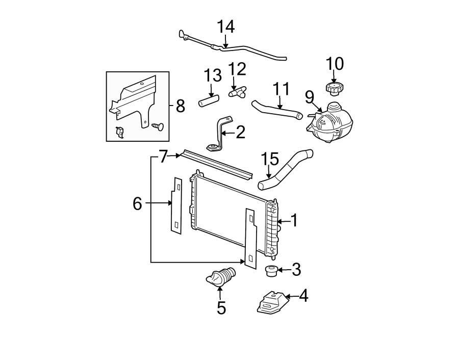 Diagram RADIATOR & COMPONENTS. for your 2018 Chevrolet Equinox LT Sport Utility  