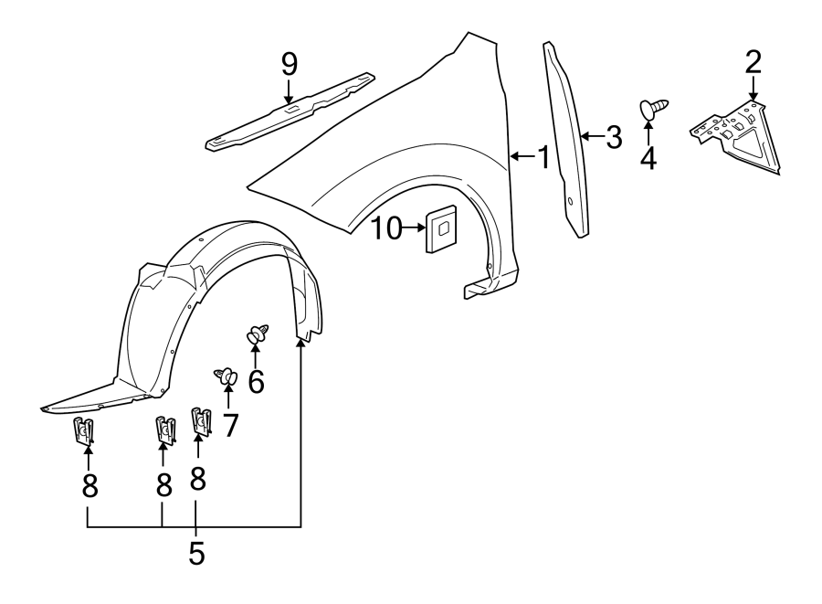 Diagram EXTERIOR TRIM. FENDER & COMPONENTS. for your 2013 Buick Enclave  Base Sport Utility 3.6L V6 A/T AWD 