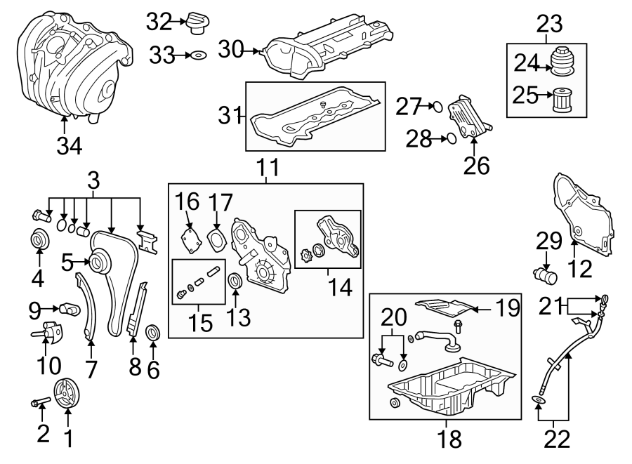 Diagram ENGINE / TRANSAXLE. ENGINE PARTS. for your 2018 Chevrolet Corvette   