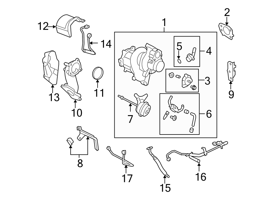 Diagram ENGINE / TRANSAXLE. TURBOCHARGER & COMPONENTS. for your 2005 Chevrolet Avalanche 2500   