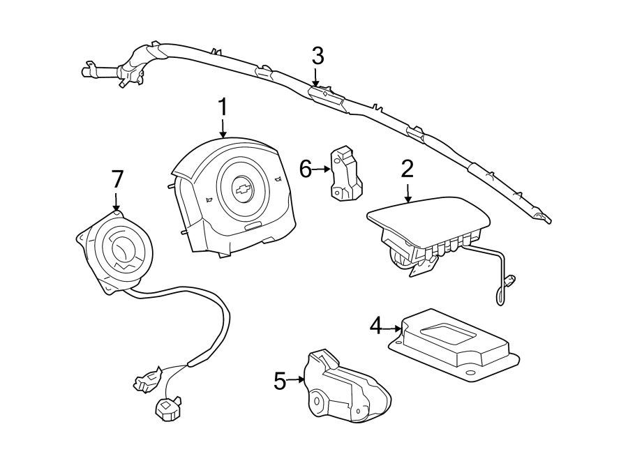 Diagram RESTRAINT SYSTEMS. AIR BAG COMPONENTS. for your Cadillac Escalade EXT  