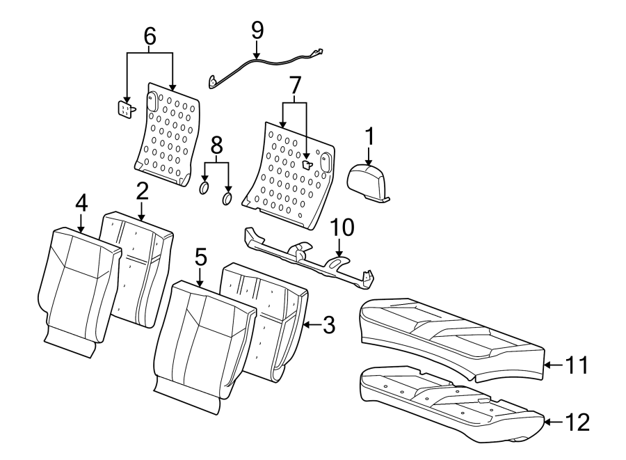 Diagram SEATS & TRACKS. REAR SEAT COMPONENTS. for your 2016 Cadillac ATS Performance Sedan 2.0L Ecotec A/T RWD 