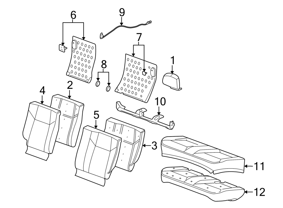 Diagram SEATS & TRACKS. REAR SEAT COMPONENTS. for your 2016 Cadillac ATS Performance Sedan 2.0L Ecotec A/T RWD 